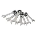 Zestaw krótkich kluczy płasko-oczkowych z grzechotką, 7 szt. 8 - 19 mm - Silverline