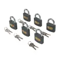 Żeliwna kłódka z systemem jednego klucza, 6 szt. 50 mm - Silverline
