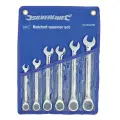 Zestaw stałych kluczy płasko-oczkowych z grzechotką, 6 szt. 8 - 17 mm - Silverline