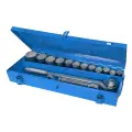 Zestaw nasadek metrycznych, dwunastokatnych 3/4 cala, 15 elem. 22 - 46 mm - Silverline