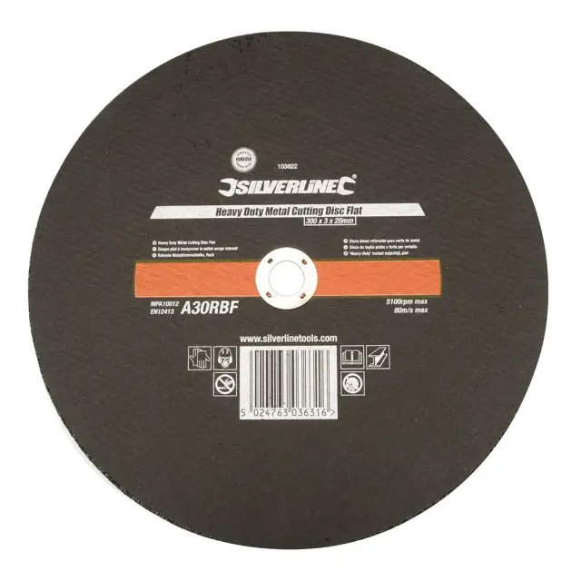 Wytrzymała płaska tarcza do cięcia metalu 300 x 3 x 20 mm - Silverline