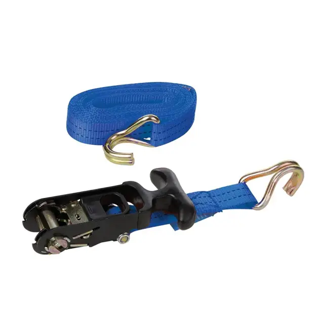 Pas transportowy z gumowym uchwytem zapadki i hakiem J 4,5 m x 30 mm - Mierzone 400 kg, udźwig 800 kg - Silverline