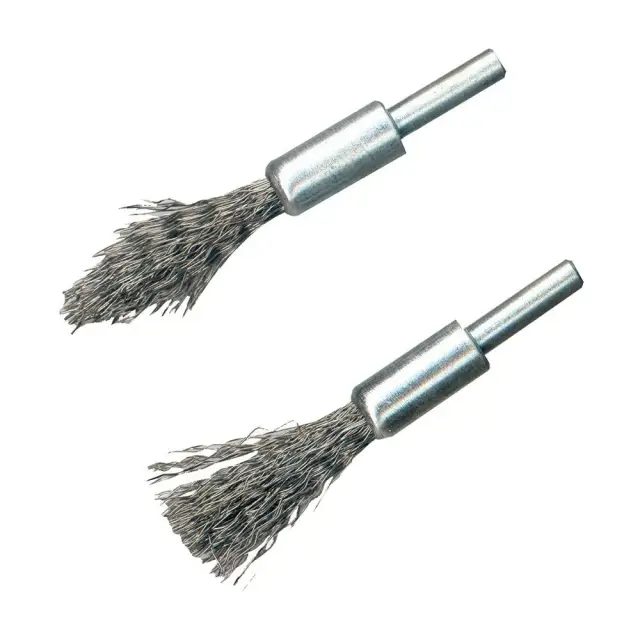 Szczotki pędzelkowe z drutu falistego, 2 szt. Trzpień 6 mm - Silverline