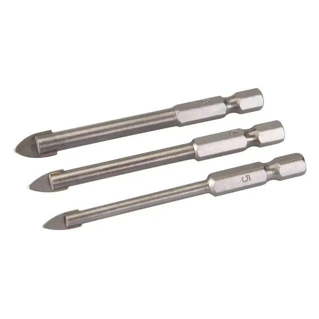 Zestaw wierteł z sześciokątnym napędem do płytek i szkła, 3 szt. 5,6 i 8 mm - Silverline