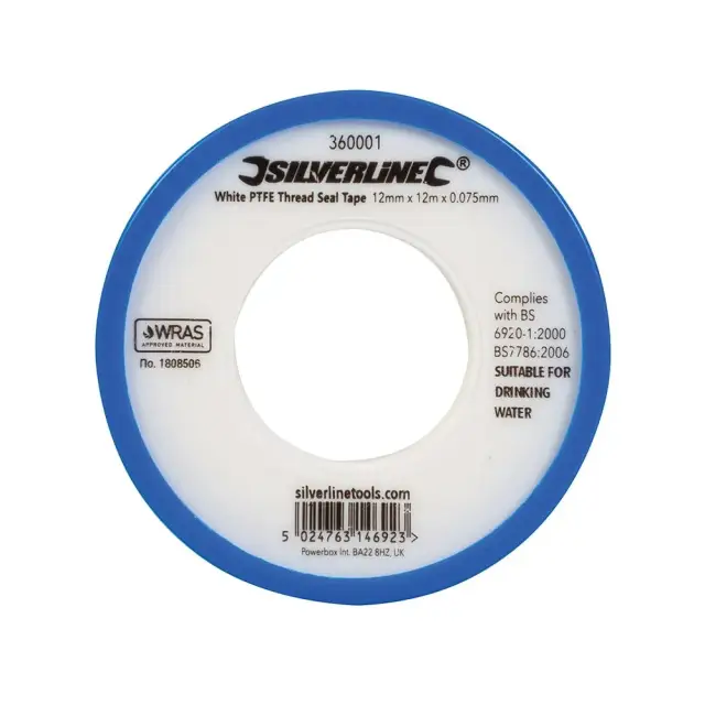 Biała taśma uszczelniająca PTFE, 10 szt. 12 mm x 12 m - Silverline