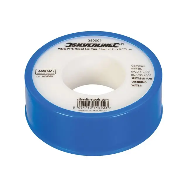 Biała taśma uszczelniająca PTFE, 10 szt. 12 mm x 12 m - Silverline
