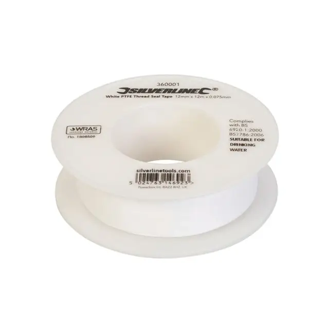 Biała taśma uszczelniająca PTFE, 10 szt. 12 mm x 12 m - Silverline