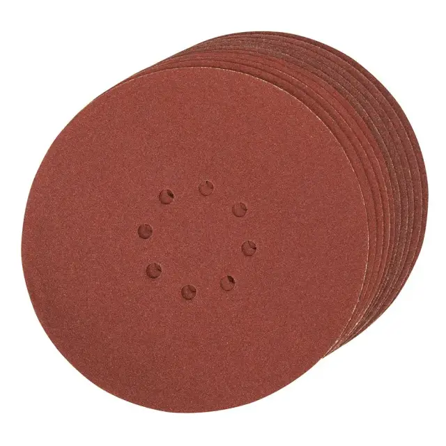 Krążek ścierny z otworami i mocowaniem na rzep 225 mm, 10 szt. P80 - Silverline