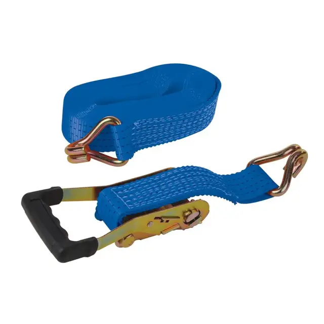 Pas transportowy z gumowym uchwytem zapadki i hakiem J 8 m x 50 mm - Mierzone 1300 kg, udźwig 2600 kg - Silverline