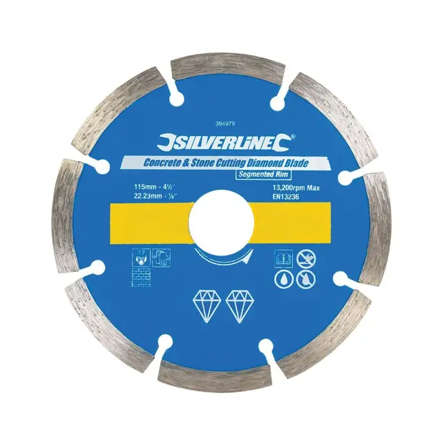 Tarcza diamentowa do cięcia betonu i kamienia 115 x 22,23 mm segmentowana obręcz - Silverline