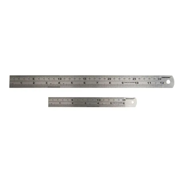 Zestaw liniał ze stali nierdzewnej, 2 szt. 150 i 300 mm - Silverline