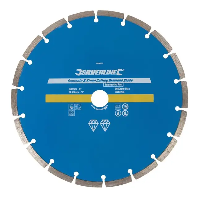 Tarcza diamentowa do cięcia betonu i kamienia 230 x 22,23 mm segmentowana obręcz - Silverline