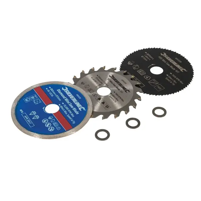 Zestaw mini tarcz do cięcia, 3 szt. Średnica 85 mm - Otwór 15 mm - Silverline