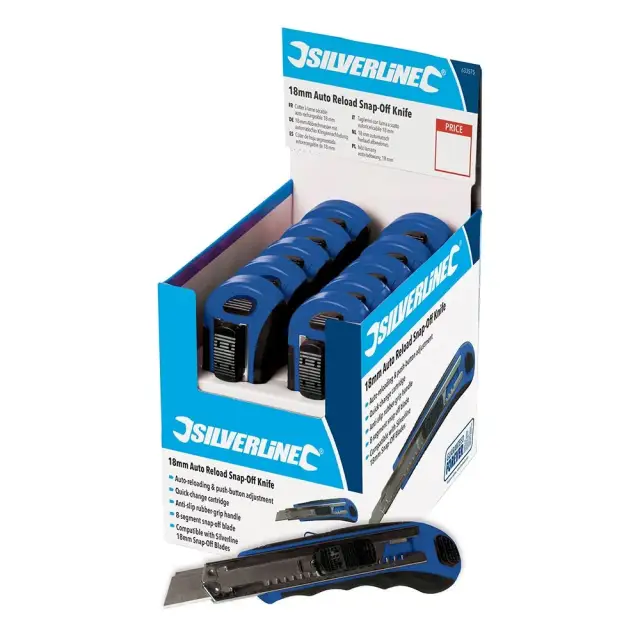 Nóż łamany auto-ładowany - 18mm, opakowanie zbiorcze 10 szt. 10 szt. - Silverline