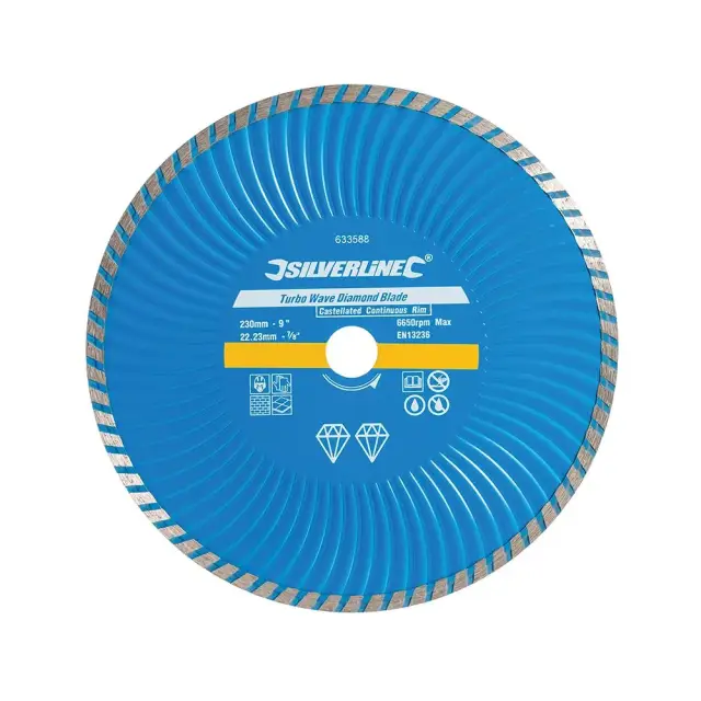 Tarcza diamentowa Turbo 230 x 22,23 mm ażurowa obręcz ciągła - Silverline