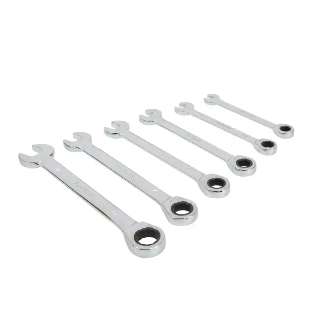 Zestaw stałych kluczy płasko-oczkowych z grzechotką, 6 szt. 8 - 17 mm - Silverline