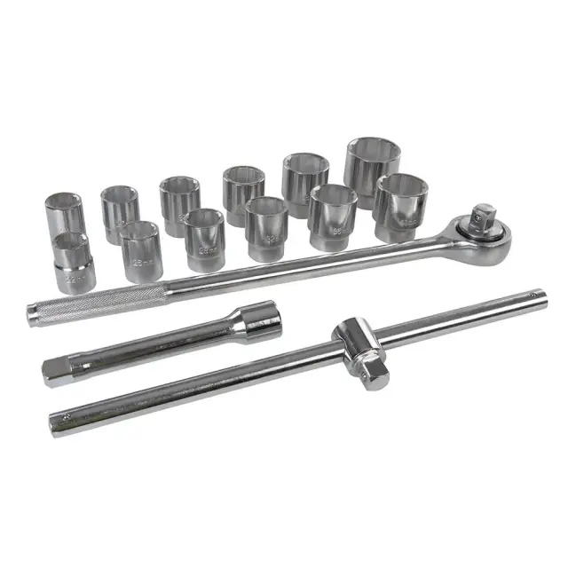 Zestaw nasadek metrycznych, dwunastokatnych 3/4 cala, 15 elem. 22 - 46 mm - Silverline