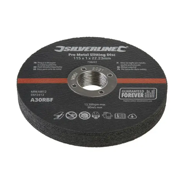 Pro tarcza do cięcia metalu, 10 szt. 115 x 1 x 22,23 mm - Silverline