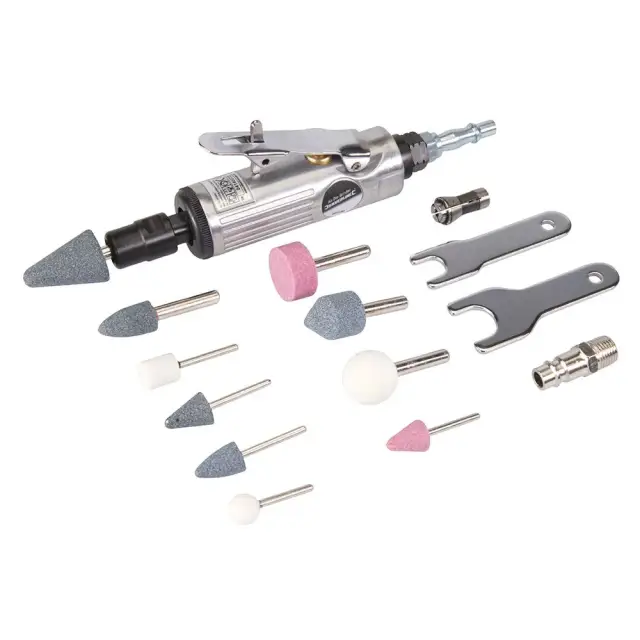 Szlifierka prosta pneumatyczna, zestaw 15 szt. 160 mm - Silverline