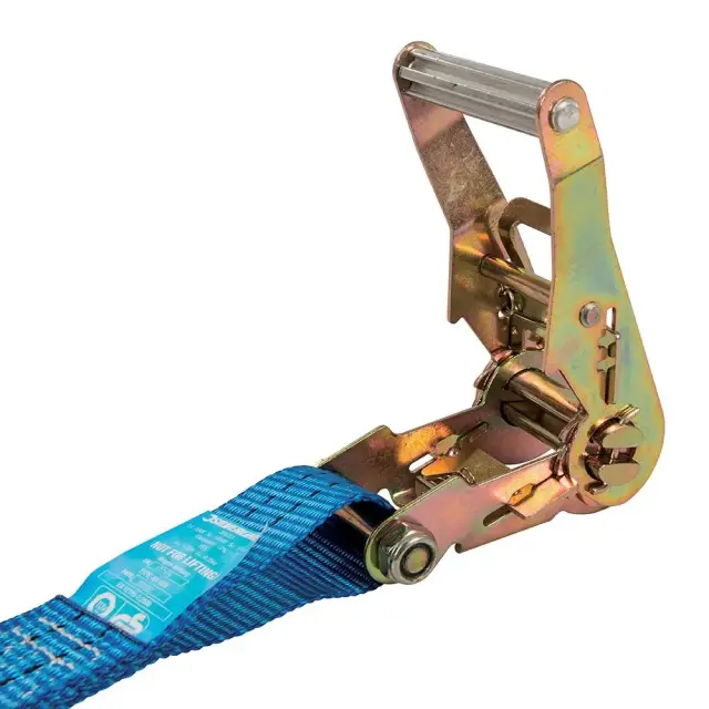 Pas transportowy z zapadką i hakiem typu J 6 m x 38 mm - Mierzone 750 kg, udźwig 1500 kg - Silverline