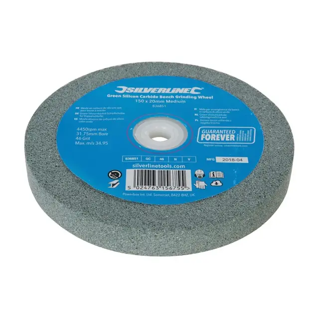 Zielona tarcza szlifierska z węglika krzemu Średnioziarnista 150 x 20 mm - Silverline