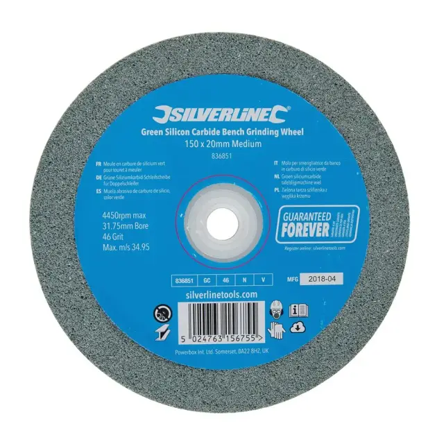 Zielona tarcza szlifierska z węglika krzemu Średnioziarnista 150 x 20 mm - Silverline