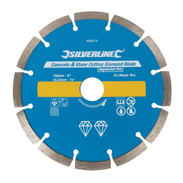 Tarcza diamentowa do cięcia betonu i kamienia 150 x 22,23 mm segmentowana obręcz - Silverline
