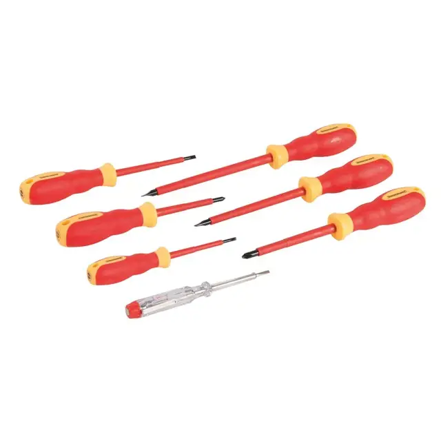 Zestaw wkrętaków VDE z uchwytem typu Softgrip, 7 szt. 7 szt. - Silverline