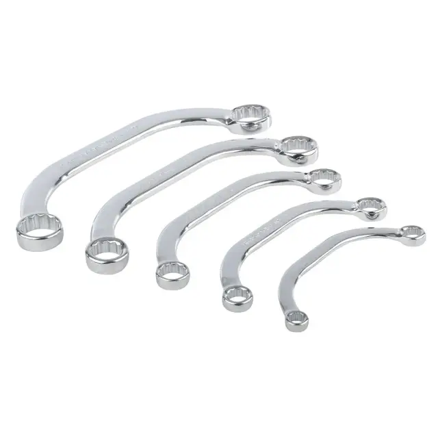 Zestaw kluczy oczkowych dwustronnych wygiętych, 5 szt. 8 - 22 mm - Silverline