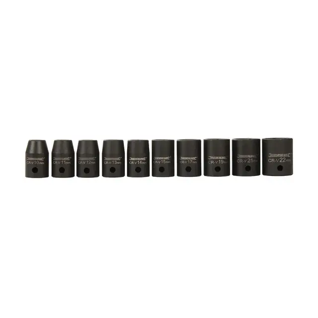 Zestaw metrycznych nasadek udarowych sześciokątnych 1/2 cala, 10 szt. 10 - 22 mm - Silverline