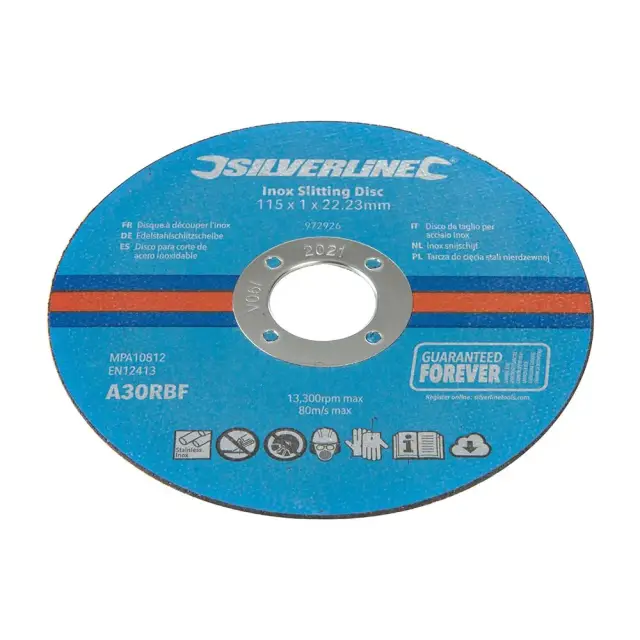 Tarcza do cięcia stali nierdzewnej, 10 szt,. 115 x 1 x 22,23 mm - Silverline