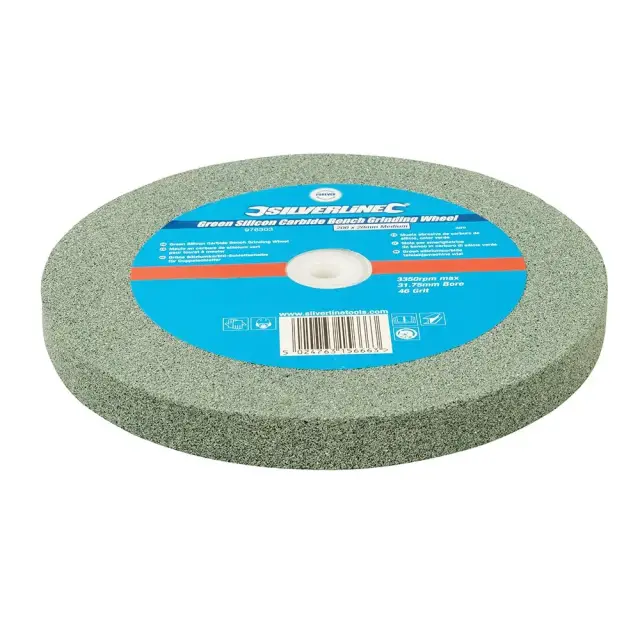 Zielona tarcza szlifierska z węglika krzemu Średnioziarnista 200 x 20 mm - Silverline