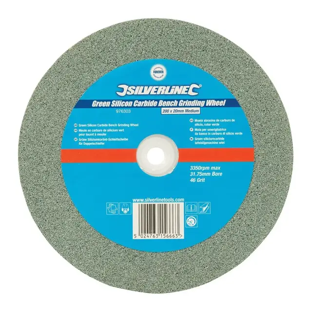 Zielona tarcza szlifierska z węglika krzemu Średnioziarnista 200 x 20 mm - Silverline