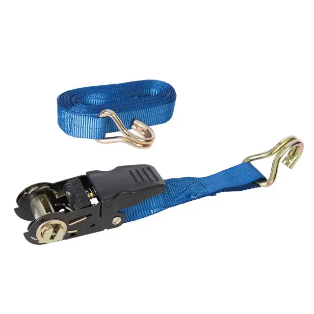 Pas transportowy z gumowym uchwytem zapadki i hakiem J 4,5 m x 25 mm - Mierzone 350 kg, udźwig 700 kg - Silverline