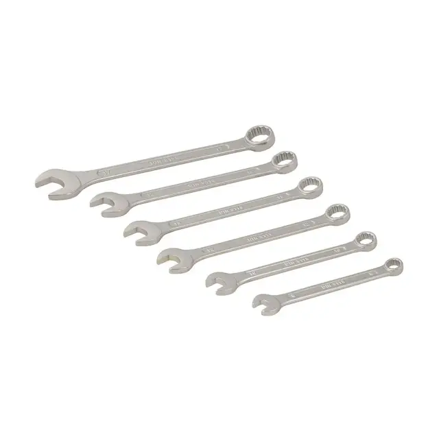 Zestaw kluczy płasko-oczkowych, 6 szt. Rozmiar metryczny 8 - 17 mm - Silverline